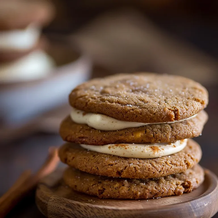 Close-up view of Gingerbread Cheesecake Cookies with a rich, creamy texture and a sprinkle of spices, set against a blurred cozy background.