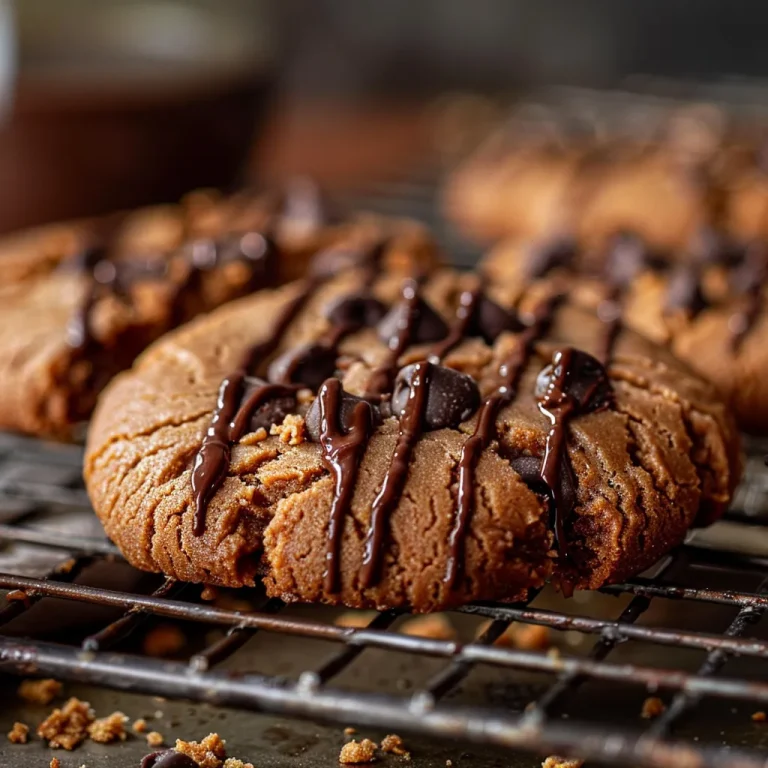 Close-up of chocolate dipped peanut butter cookies with a glossy chocolate coating and a soft texture.