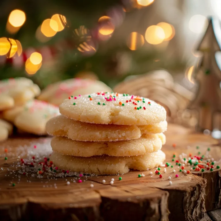 Close-up of decorated Christmas Sugar Cookies on a wooden table with a cozy background.
