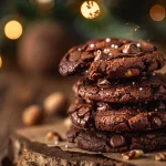 Close-up of gluten-free Christmas cookies with chocolate chips and nuts.