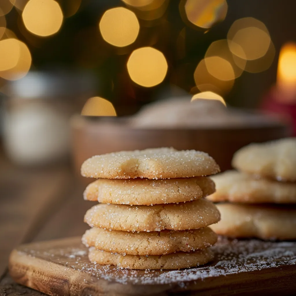 A plate of mini sugar cookies with colorful sprinkles, captured with soft natural light and blurred background.