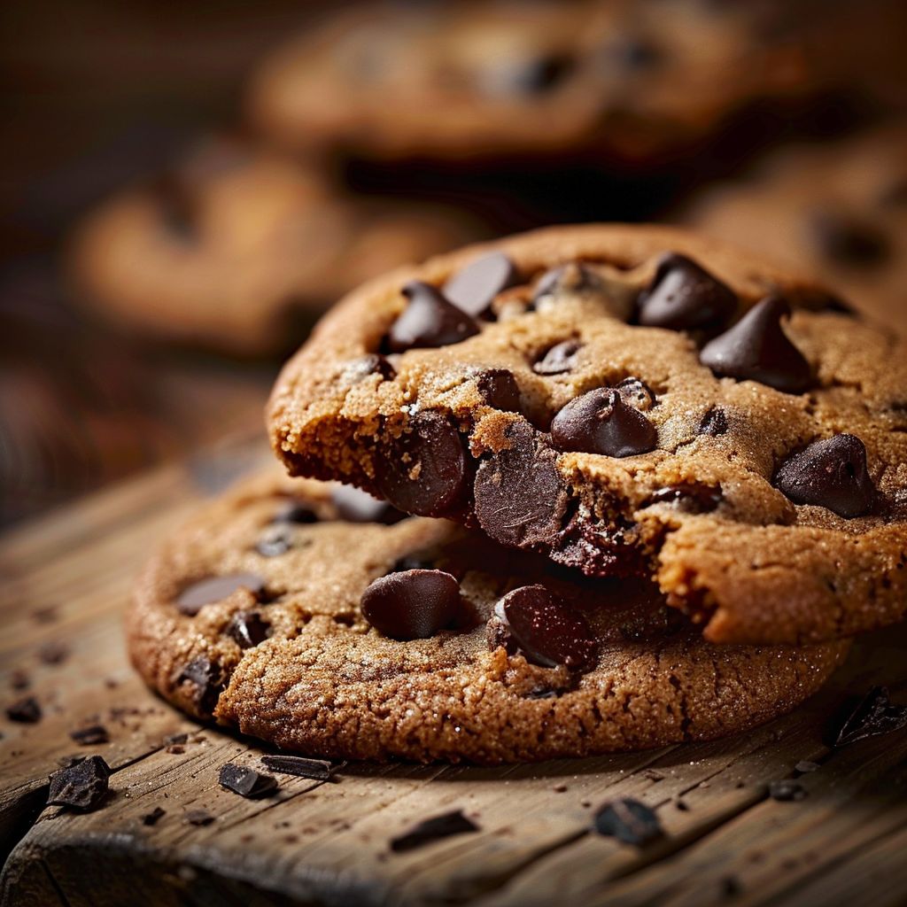 Close-up of Crumbl's chocolate chip cookie showcasing its gooey chocolate chips and golden-brown edges.