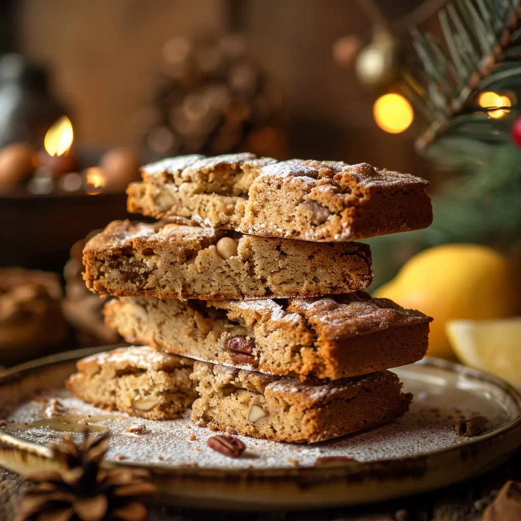 Delicious Biscotti di Natale displayed against a softly blurred background with natural lighting.