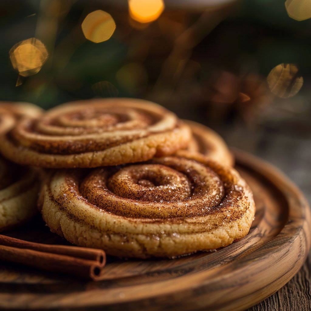 Close-up of golden-brown Cinnamon Swirl Cookies with a soft texture and icing.