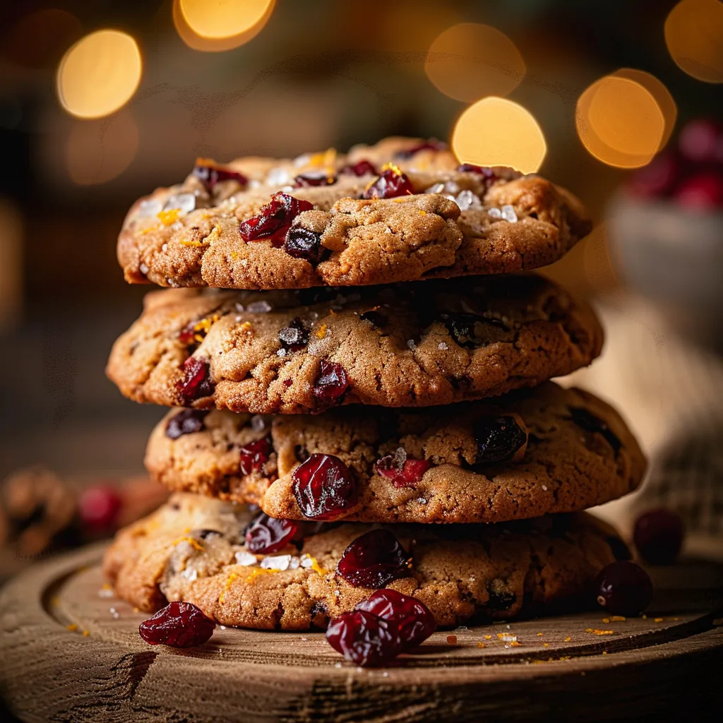 An appetizing display of cranberry orange cookies featuring vibrant dried cranberries and orange zest.