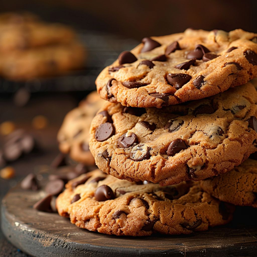 Close-up of Crumbl's chocolate chip cookie showcasing its gooey chocolate chips and golden-brown edges.