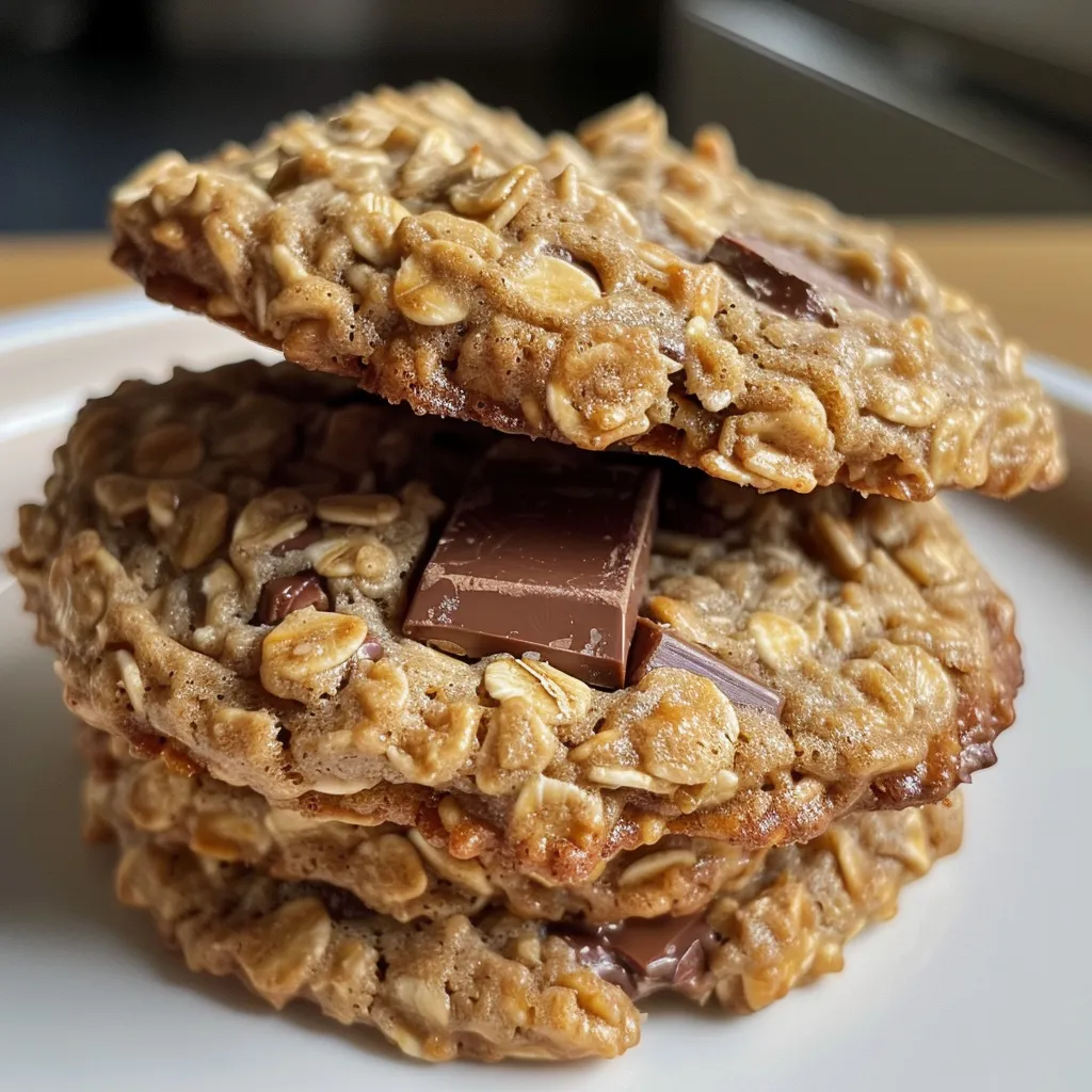 Delicious cookies with visible chocolate and oats, captured in natural light.