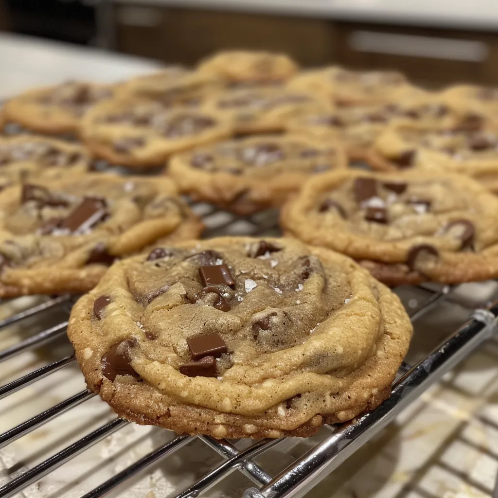 A tempting arrangement of chocolate chip cookies without brown sugar, featuring melted chocolate pieces.