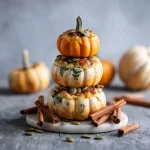 Close-up of creamy pumpkin crème brûlée with a caramelized brown sugar topping.