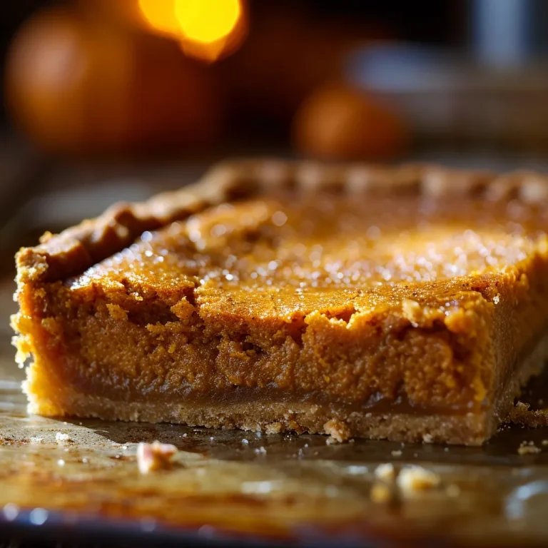 Close-up of a slice of homemade Peucran Pie Bars with a golden crust and pecans on top.