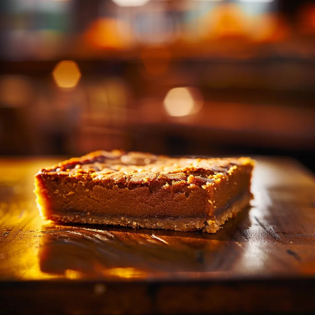 Delicious Peucran Pie Bars displayed on a rustic surface, showcasing their rich texture and warm colors.