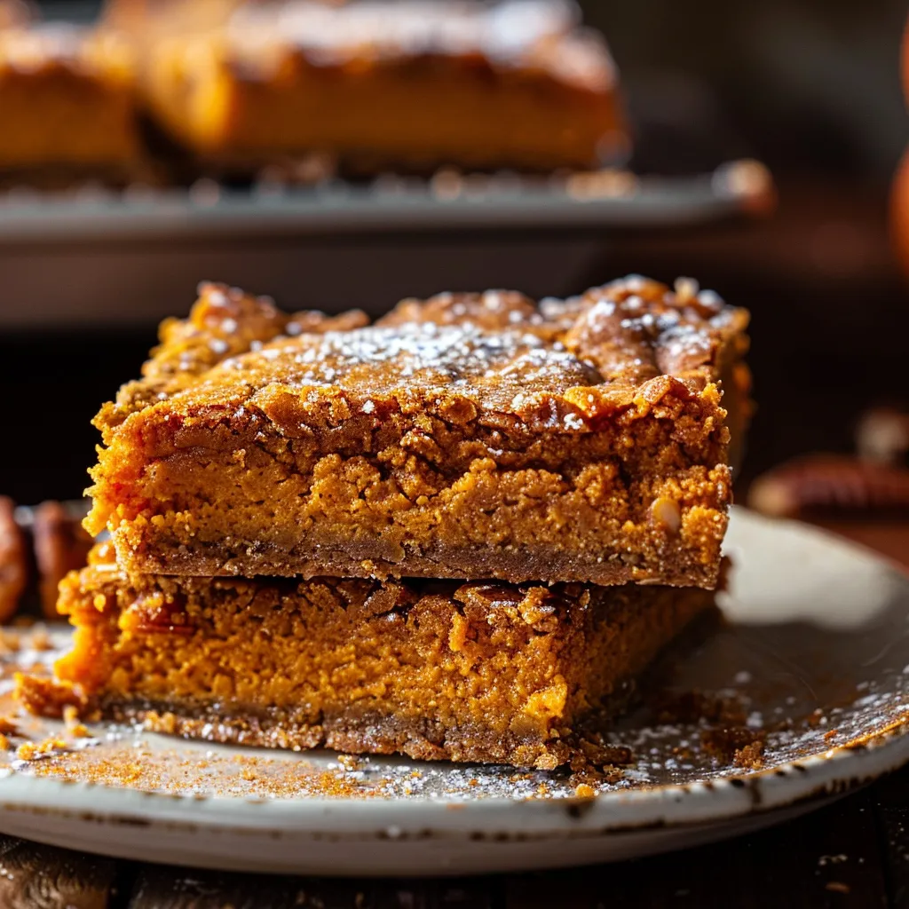 A delectable piece of Peucran Pie Bars with a soft, creamy filling and a sprinkle of chopped nuts.