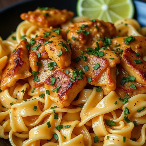 Delicious bowl of Cowboy Butter Chicken Pasta featuring tender chicken and rich sauce.