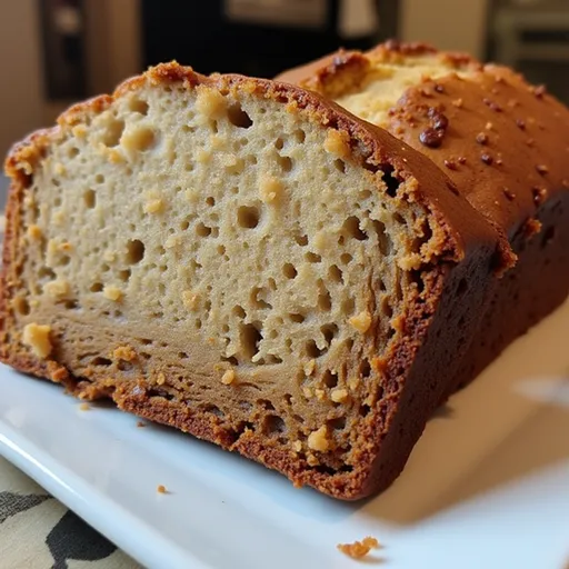 Deliciously baked banana bread, highlighting its soft crust and inviting color.