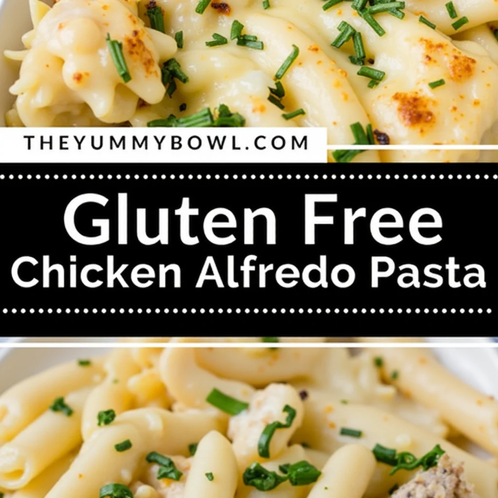 Gluten-free chicken alfredo bake topped with parsley.