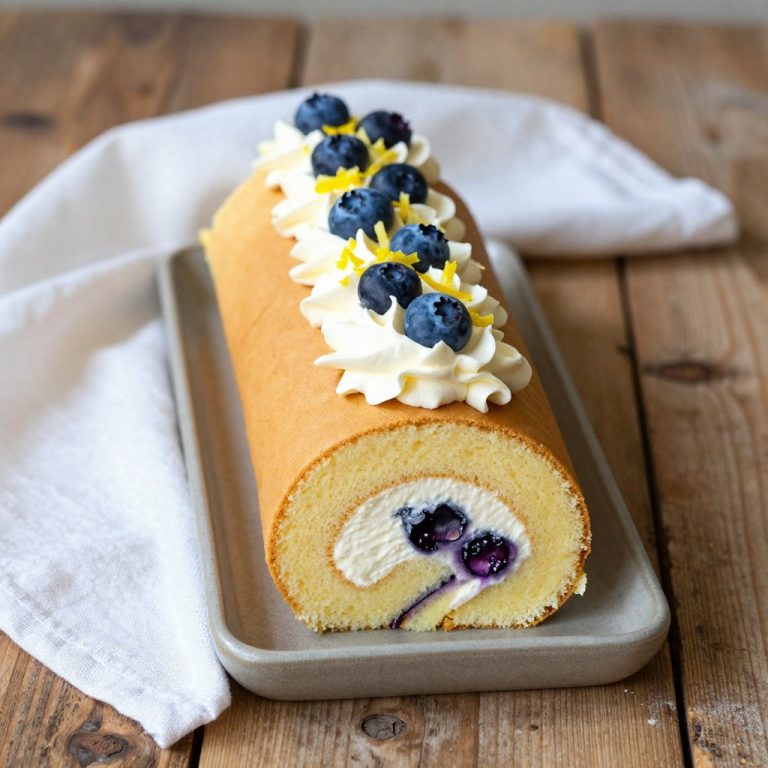 Lemon Blueberry Sponge Cake Roll Recipe