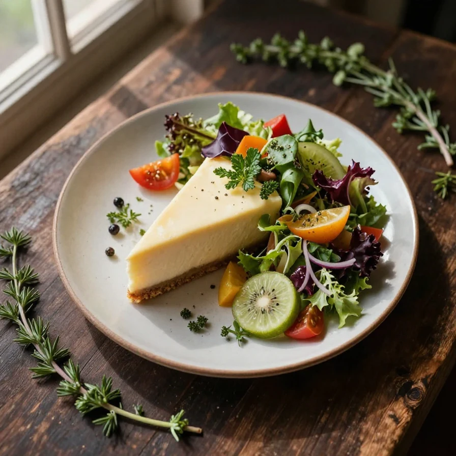 A colorful cheesecake salad topped with fresh fruits and whipped cream