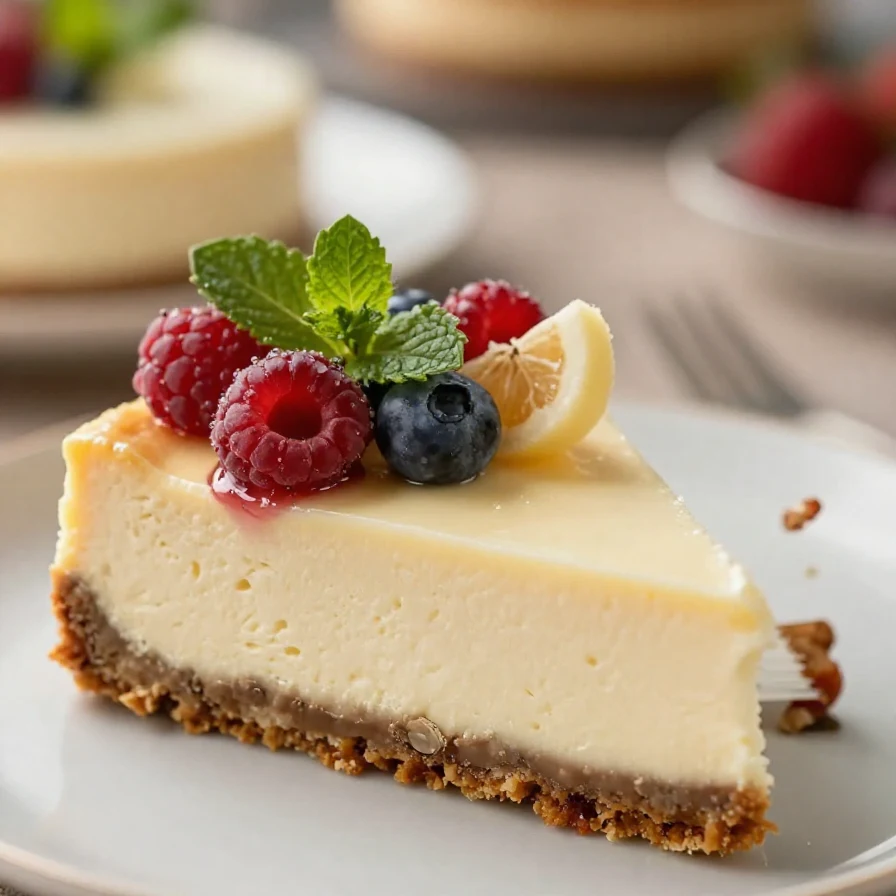 A delicious flag cake topped with creamy cheesecake and fresh berries