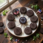 Delicious patriotic Oreo pops decorated with red, white, and blue sprinkles for the 4th of July celebration