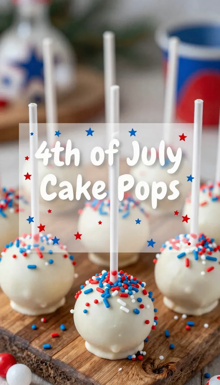 A platter of red, white, and blue cake pops decorated for a festive celebration