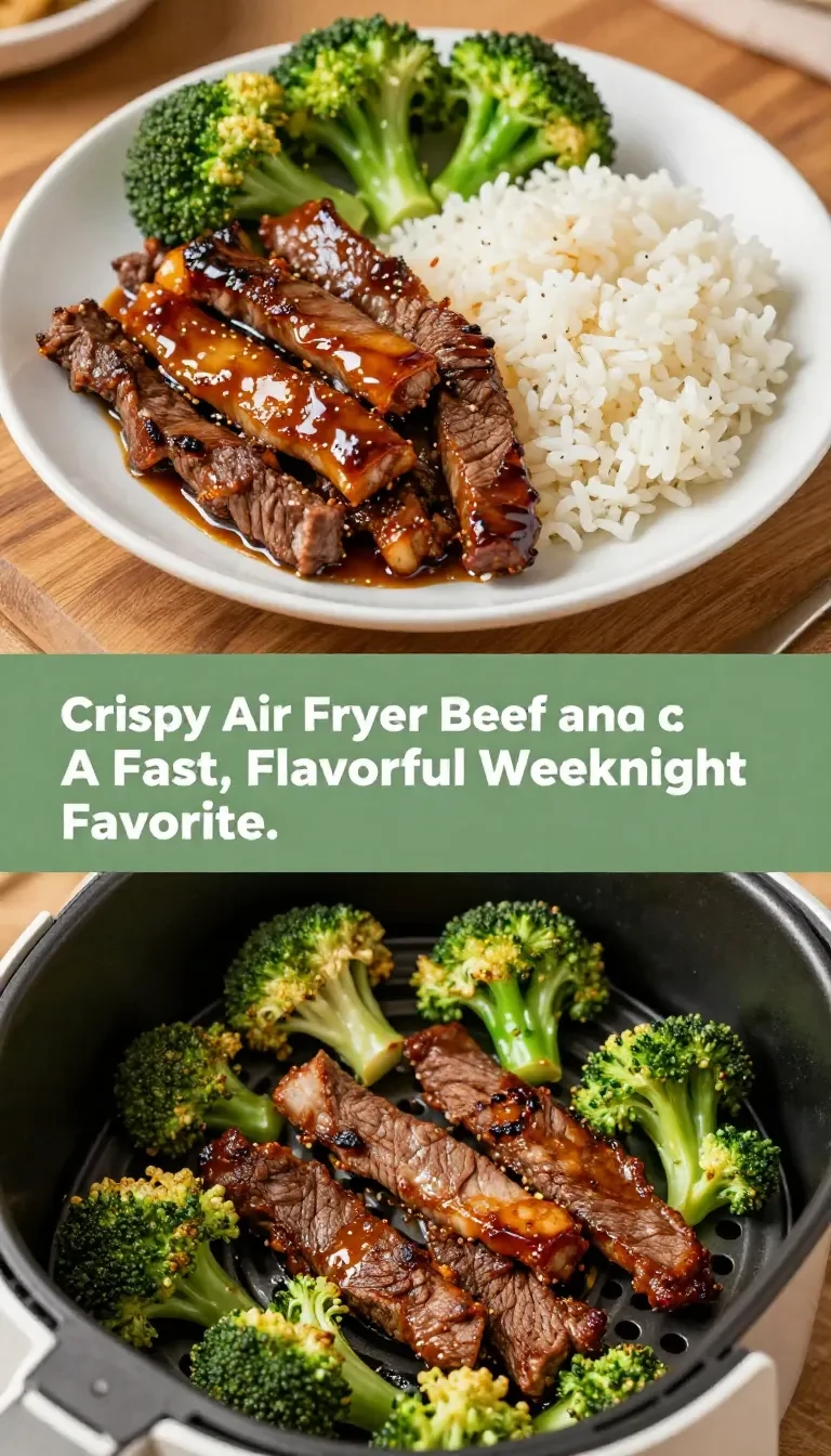 A plate of crispy air fryer beef and broccoli served with a savory sauce.