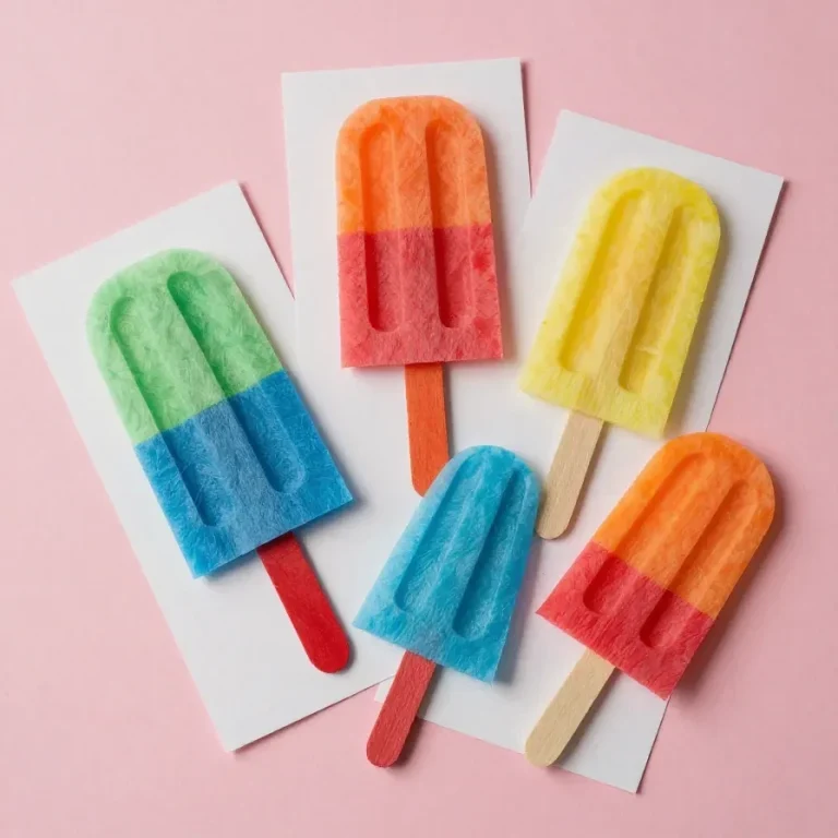 Colorful popsicle sticks arranged with vibrant tissue paper for a children's craft project