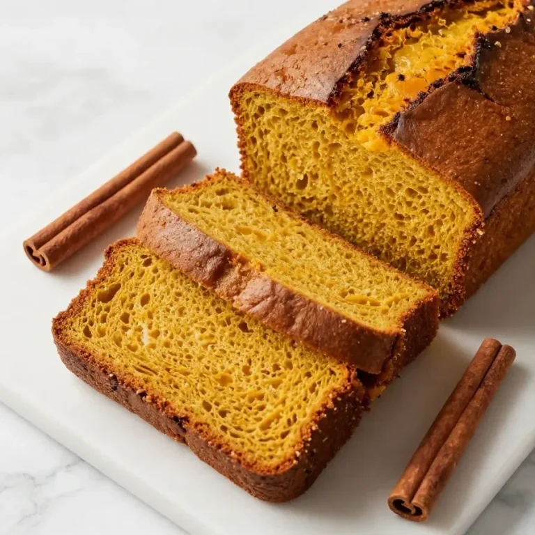 A freshly baked loaf of sourdough pumpkin bread on a wooden cutting board.
