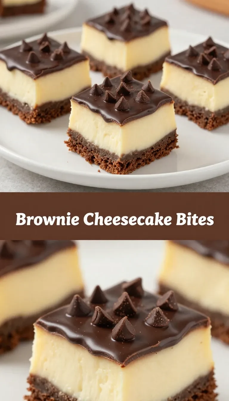 Close-up of decadent brownie bottom cheesecake bites arranged on a plate.