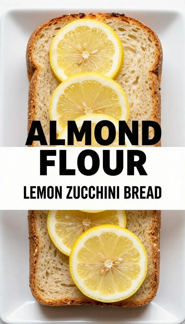 A freshly baked lemon zucchini bread on a wooden cutting board, garnished with lemon slices.