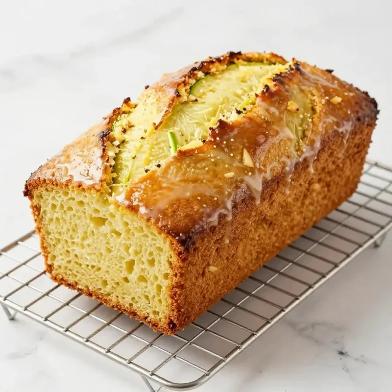 A freshly baked gluten free lemon zucchini bread sliced on a wooden cutting board