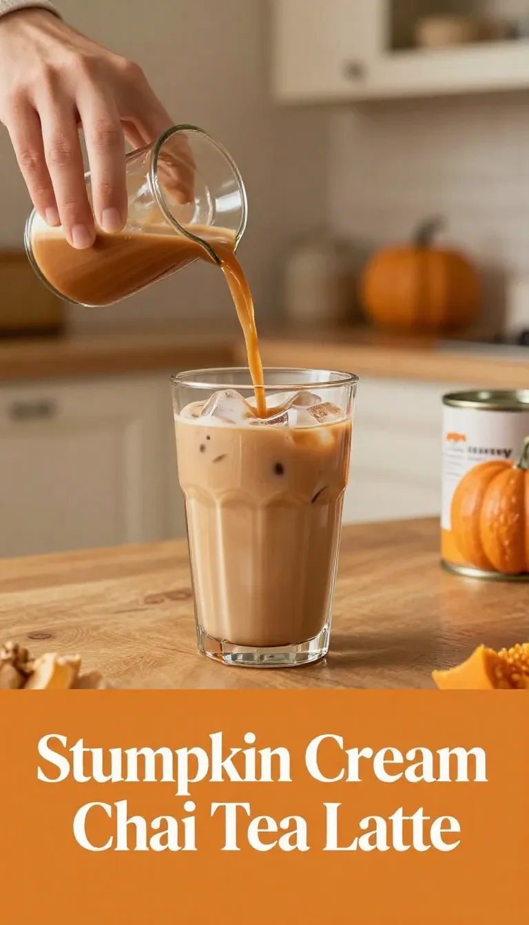 A steaming cup of homemade pumpkin chai latte topped with whipped cream and a sprinkle of cinnamon