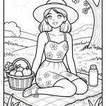 Barbie-Inspired Spring Picnic Coloring Page — free printable coloring page from ilovethisrecipes.com