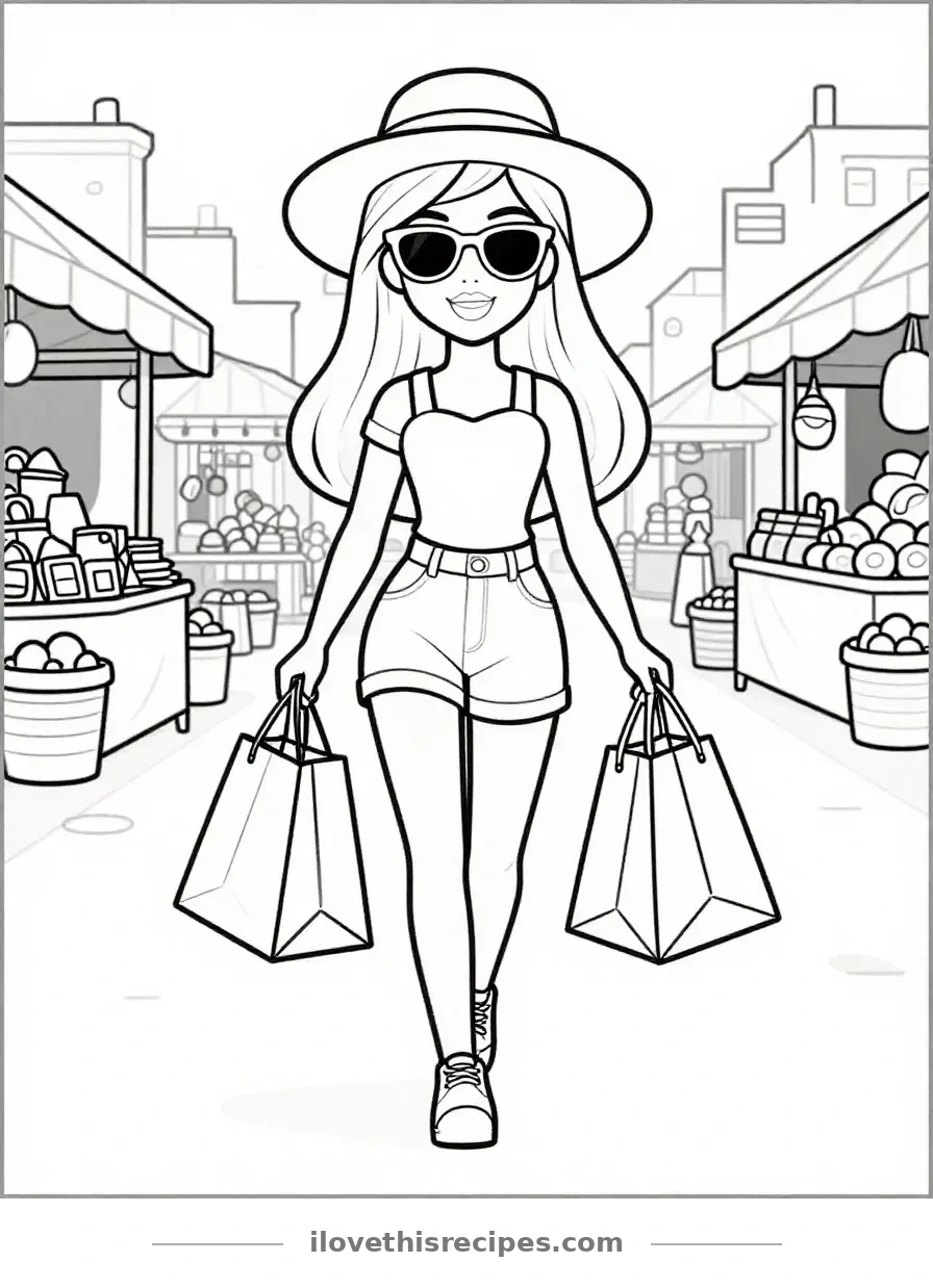 Barbie's Market Street Stroll Coloring Page
