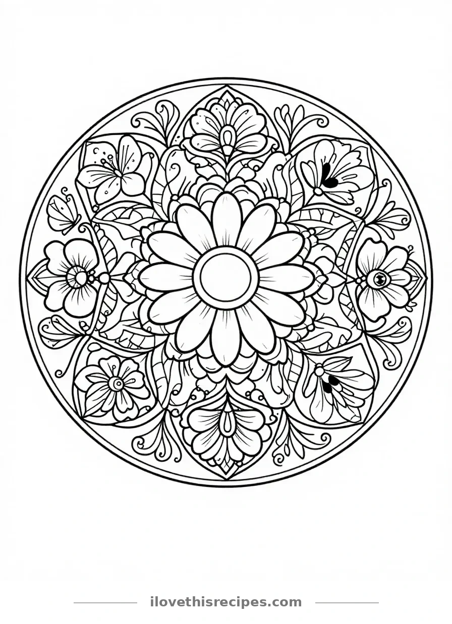 Barbie-Inspired Spring Mandala Coloring Page