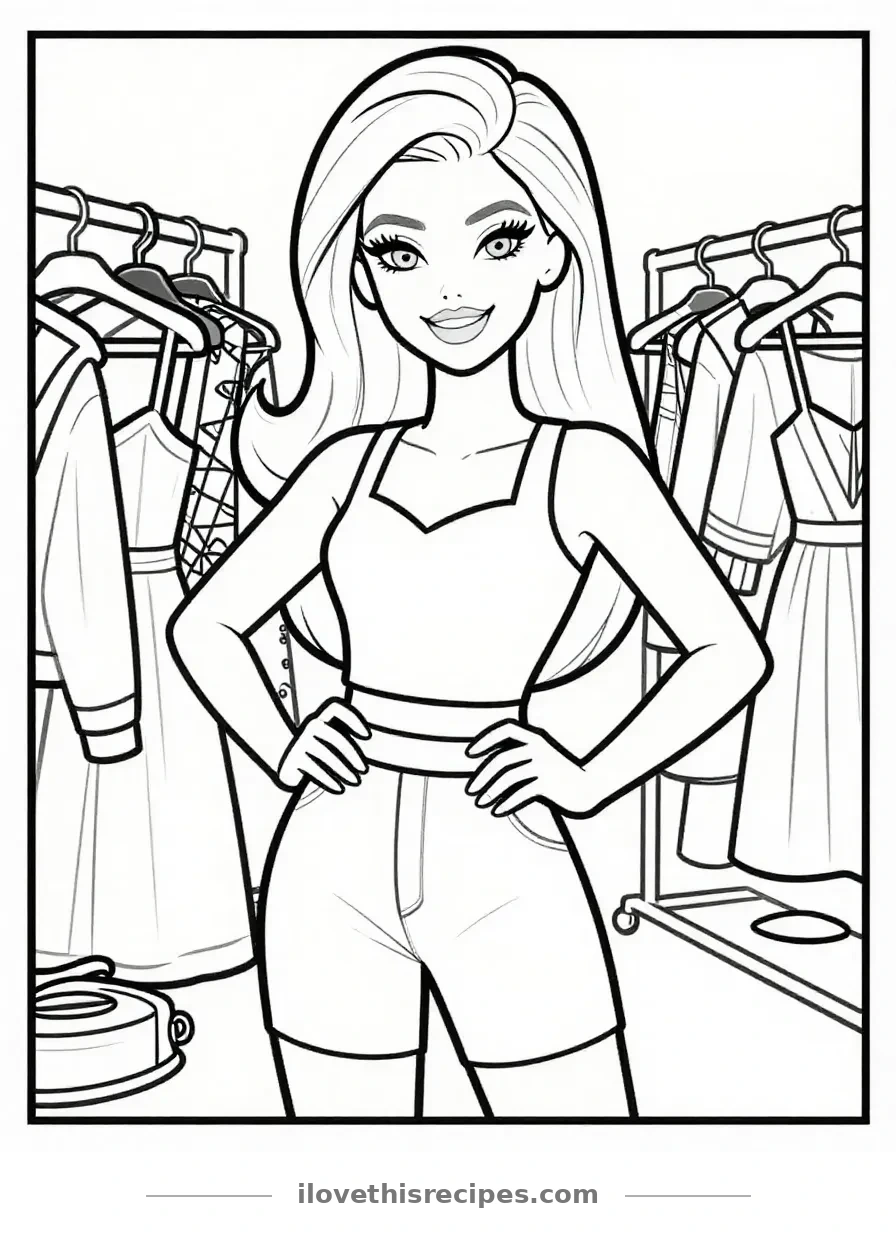 Barbie's Fashion Show Preparation Coloring Page