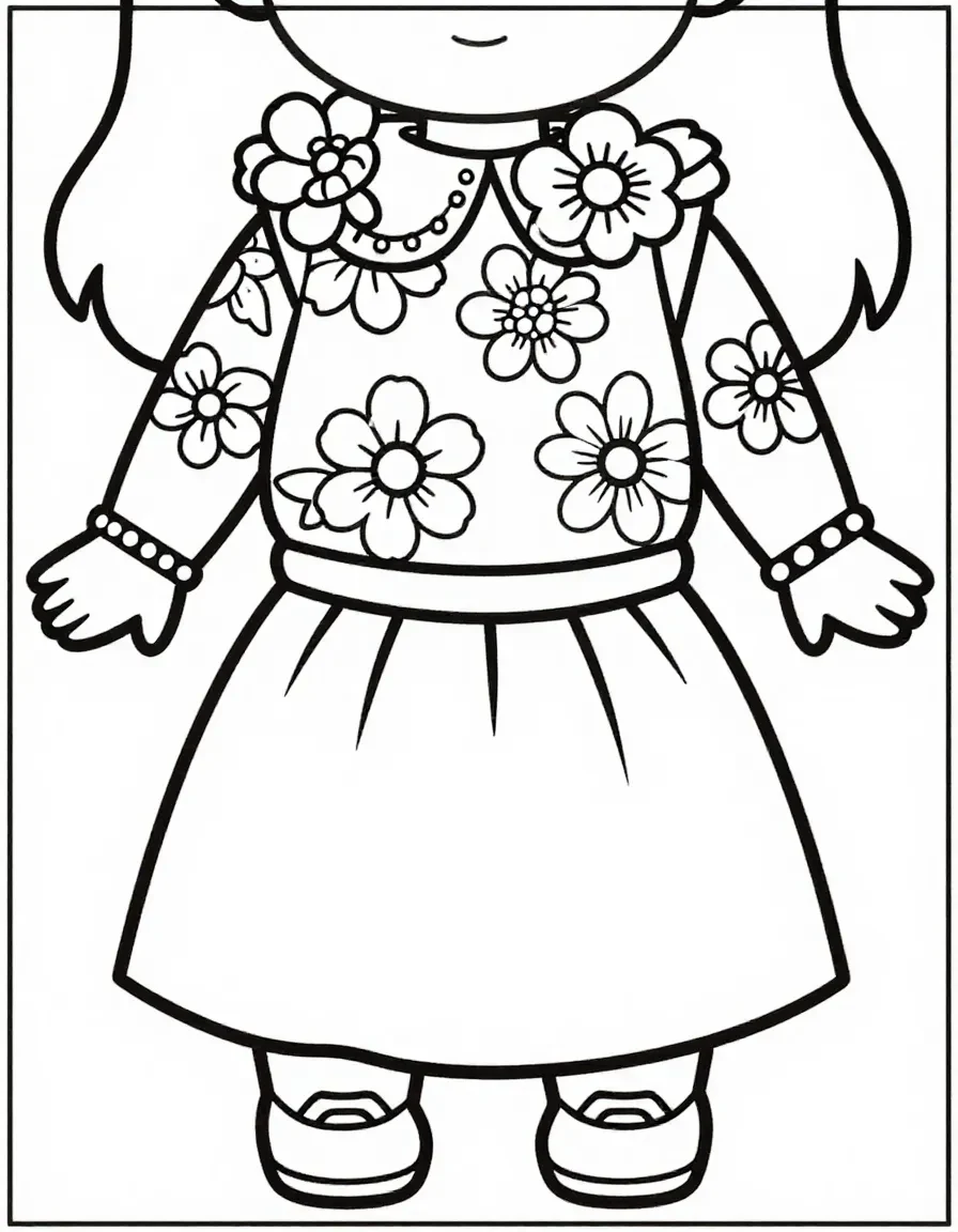 Spring Outfit Fashion Close-Up Coloring Page