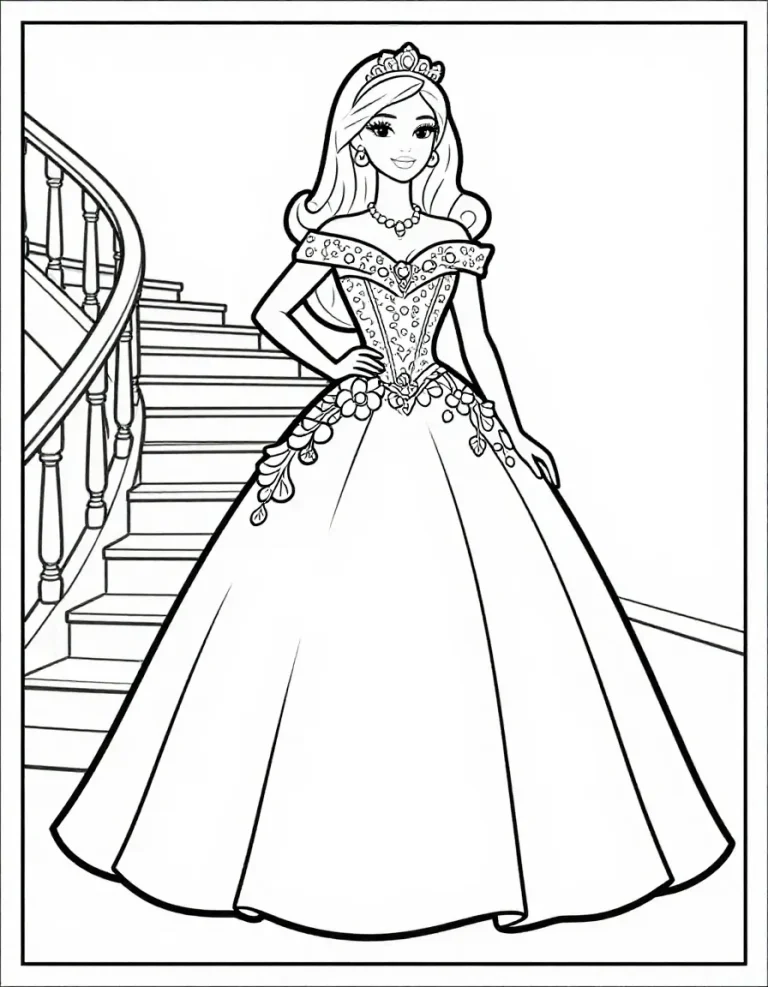 12 Barbie Coloring Pages (Free PDF Printables) Barbie in a Ball Gown Coloring Page