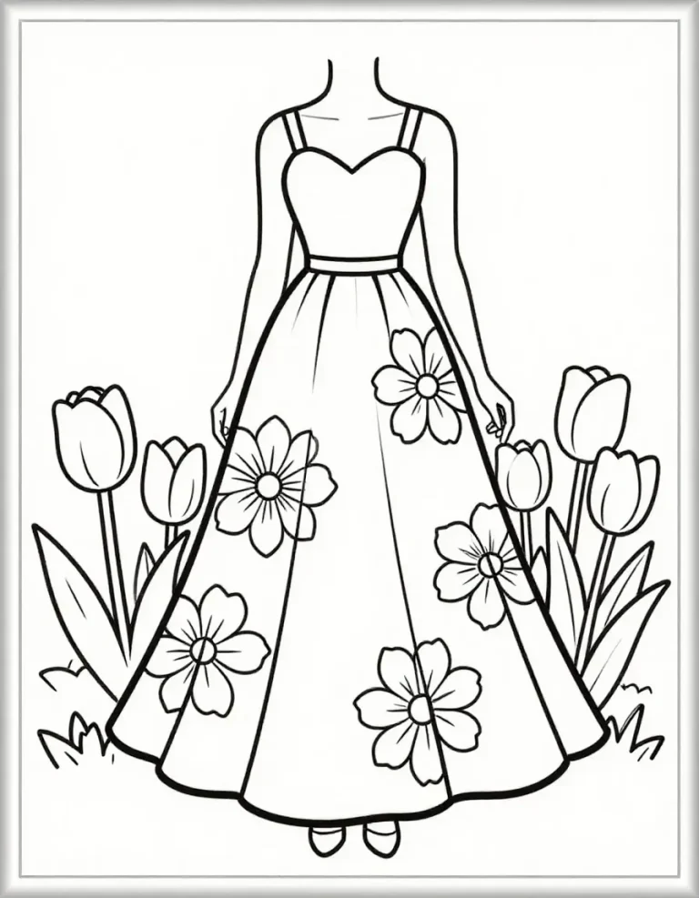 Barbie in a Spring Dress Coloring Page