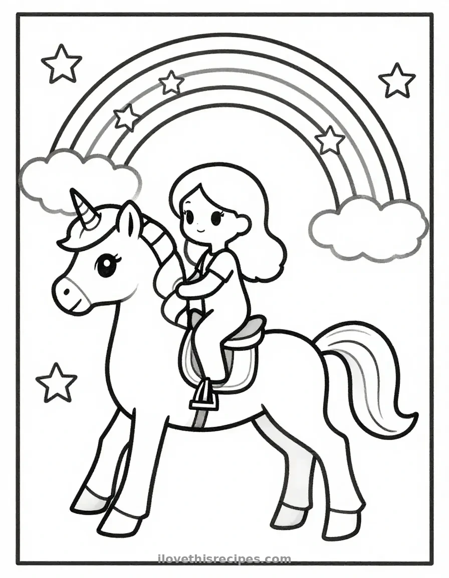 Barbie’s Magical Unicorn Coloring Page