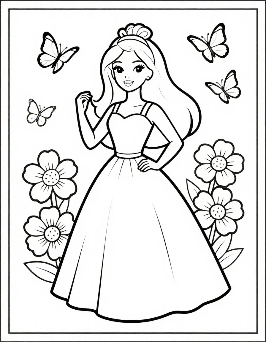 Barbie's Butterfly Garden Coloring Page