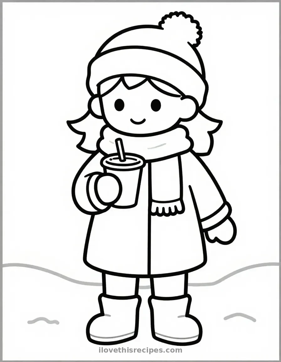 Barbie’s Cozy Winter Outfit Coloring Page