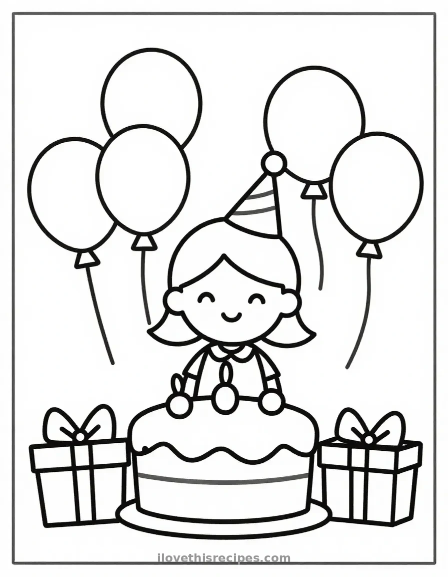 Barbie’s Birthday Celebration Coloring Page