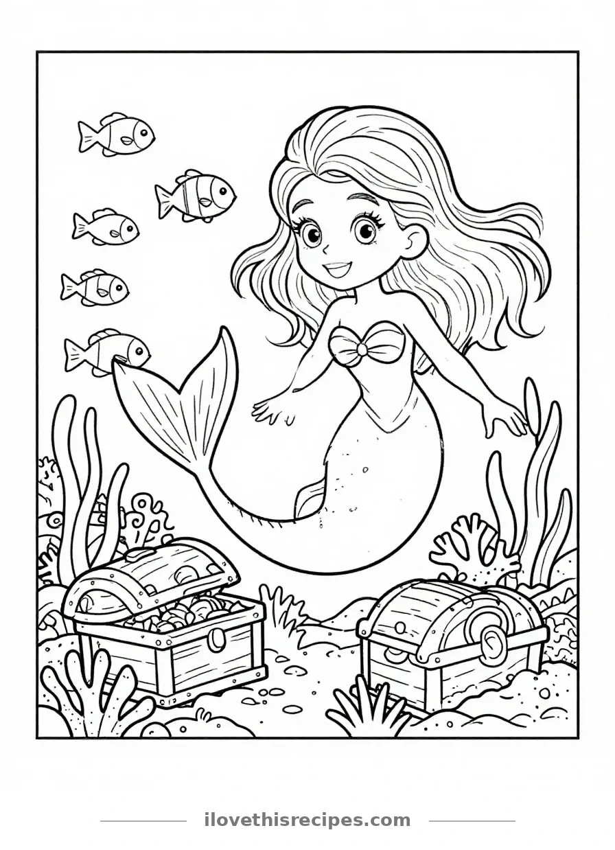 Underwater Coral Reef Scene Coloring Page