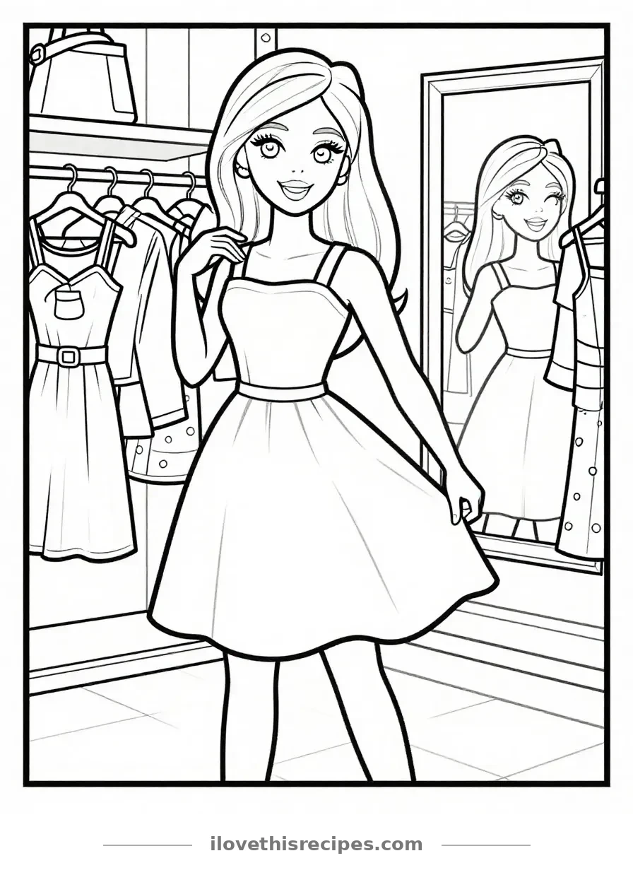 Barbie at the Boutique Coloring Page