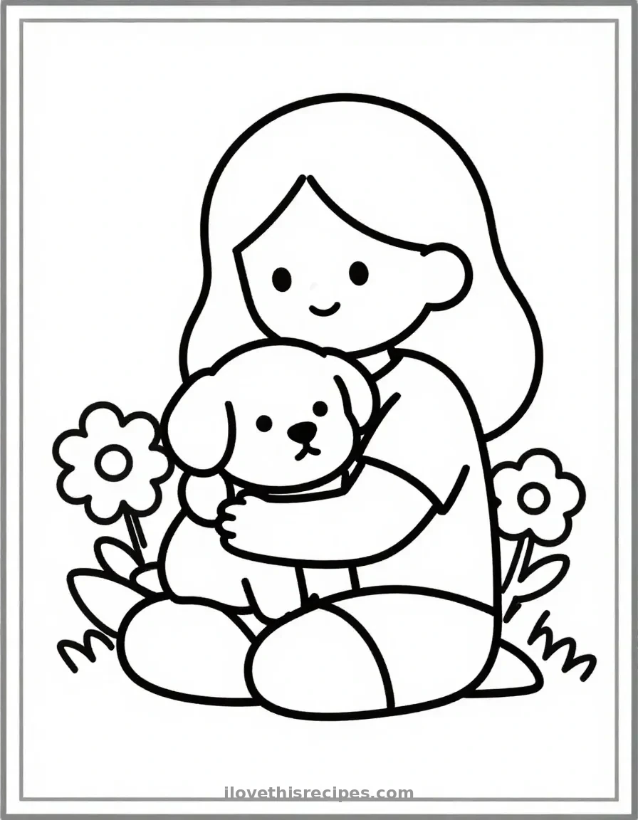 Barbie with a Puppy Coloring Page