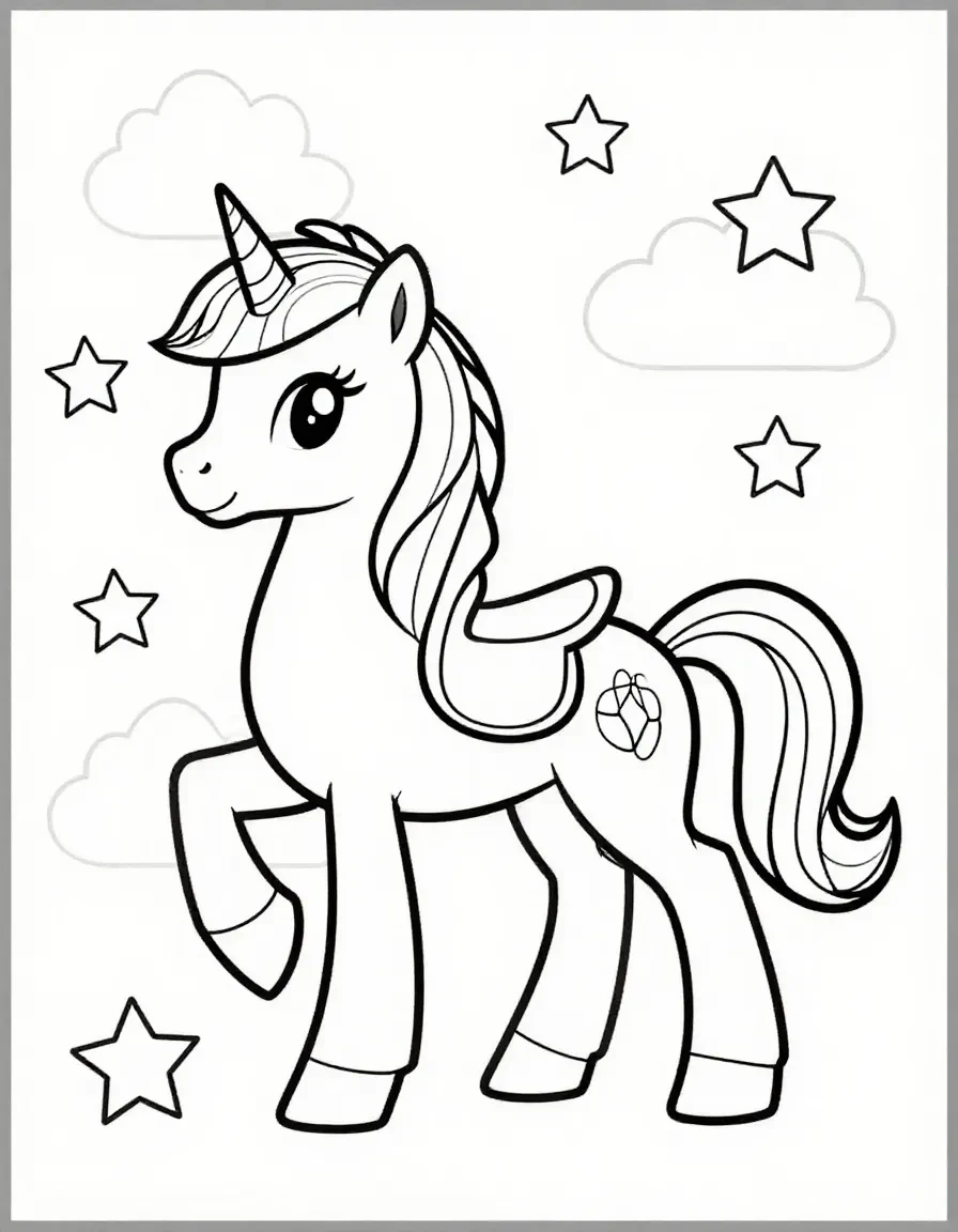 Barbie's Magical Unicorn Coloring Page