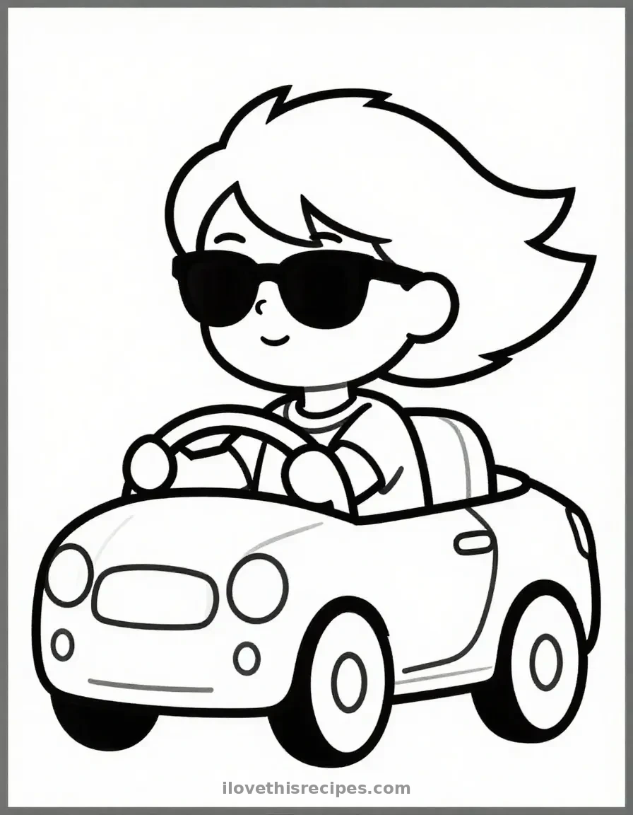 Barbie’s Convertible Ride Coloring Page
