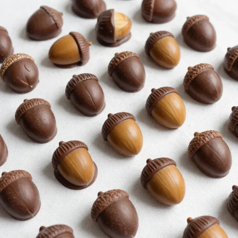 A variety of acorn treats arranged on a rustic wooden table