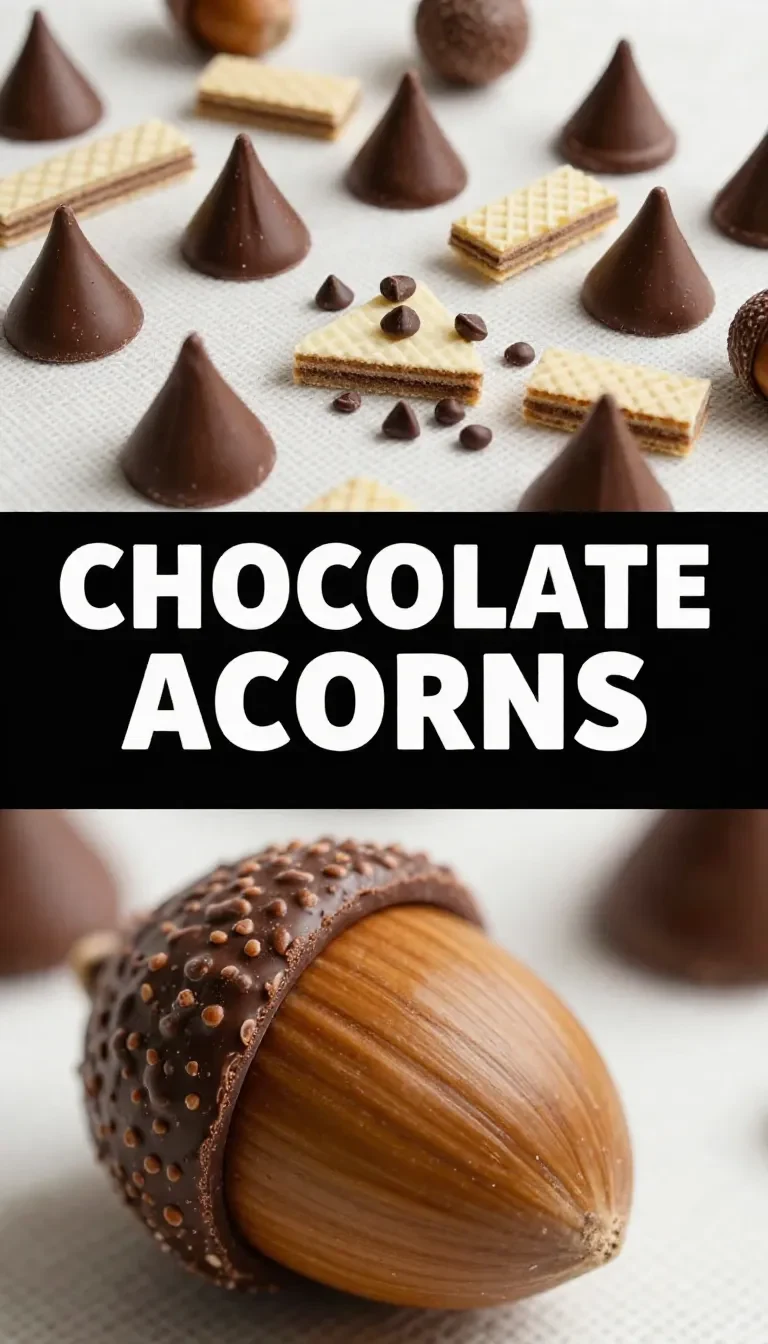 A variety of acorn treats arranged on a rustic wooden table