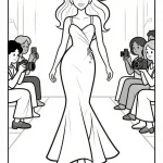 Glamorous Fashion Show Coloring Page — free printable coloring page from ilovethisrecipes.com